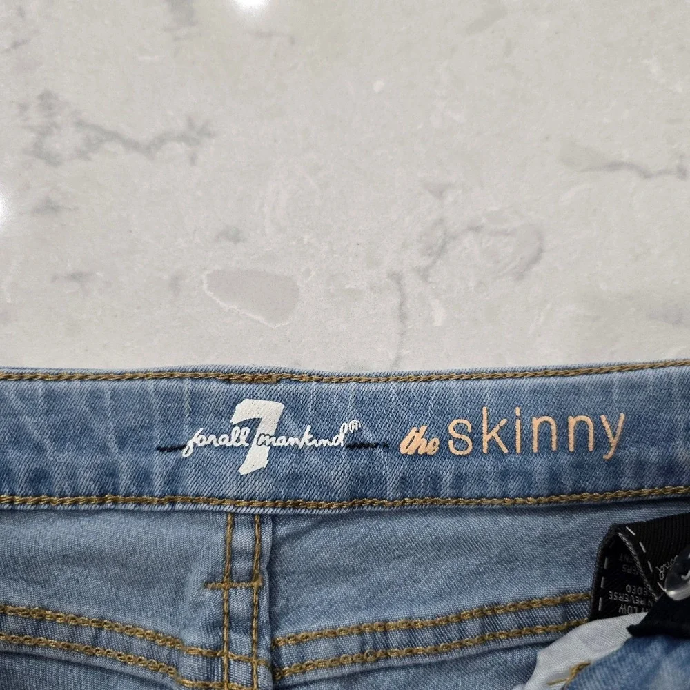 7 For All Mankind Kids The Skinny Jeans Size 10 Light Wash Button Fly Y2K